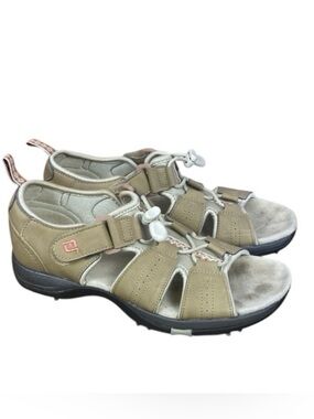 Footjoy Greenjoys Golf Sandals Tan Soft Spikes Adjustable Strap Size 7M